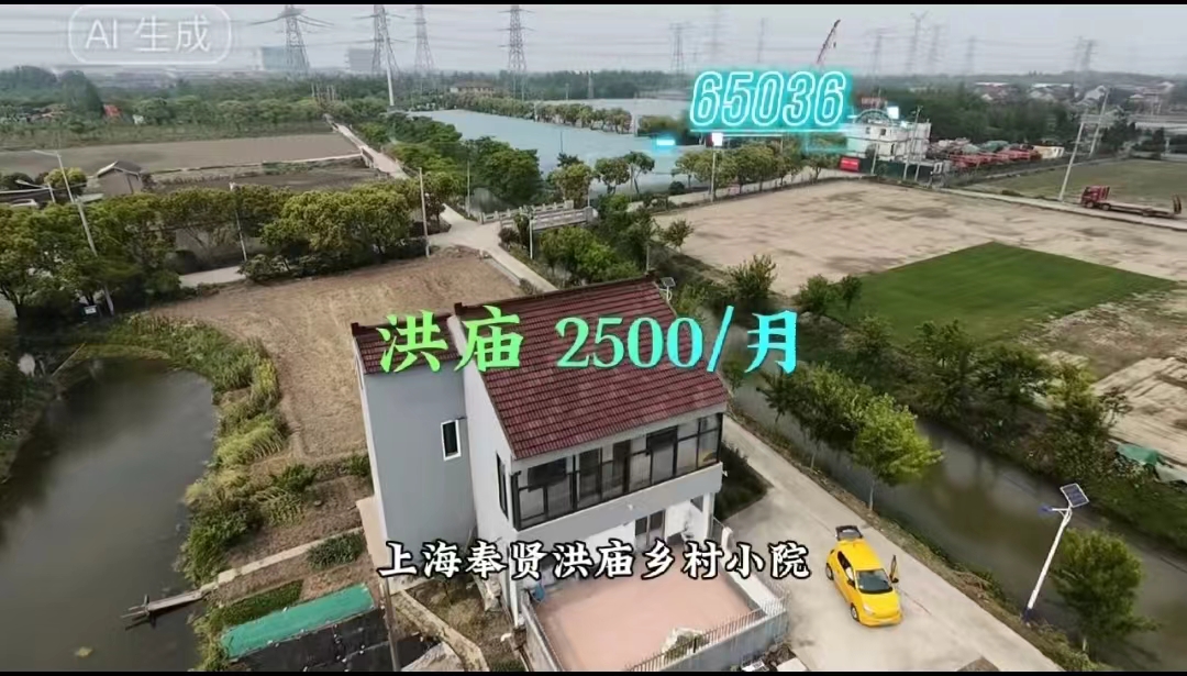 （编号：65036）上海奉贤洪庙乡村小院，两面临河，四周有菜地，一楼一室一厅，一厨一卫，二楼四室一卫，有简单装修可直接住，2500/月